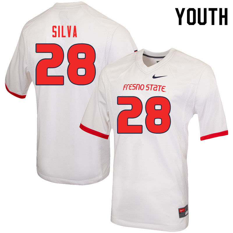 Youth #28 Cesar Silva Fresno State Bulldogs College Football Jerseys Sale-White - Click Image to Close